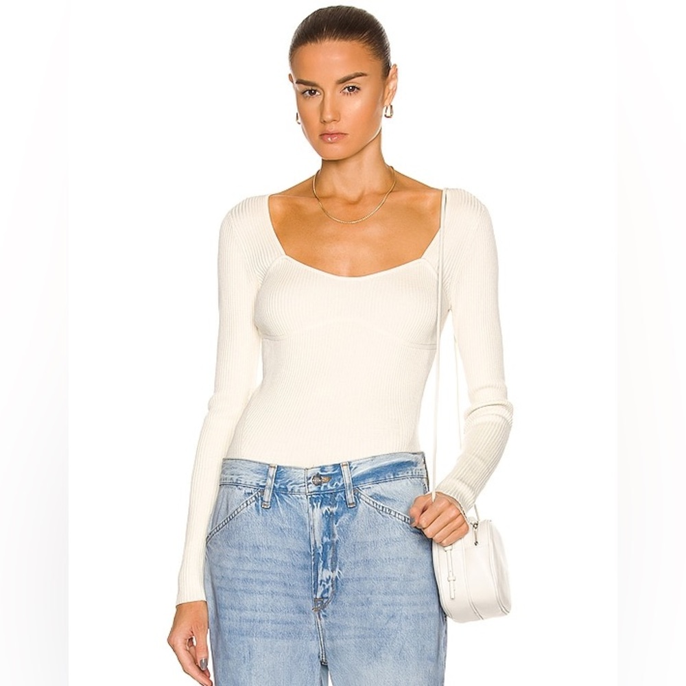 Frame Ribbed Zip Long Sleeve Top (Small)